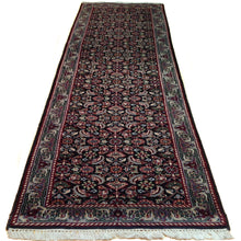 Load image into Gallery viewer, Traditional Indo Herati Black color Tabriz Design Wool Rug (Size 2.6 X 11.9) Cwral-1542
