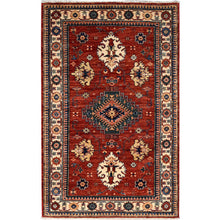 Load image into Gallery viewer, Hand-Knotted Traditional Kazak Design Handmade Wool Rug (Size 3.9 X 6.3) Cwral-11295