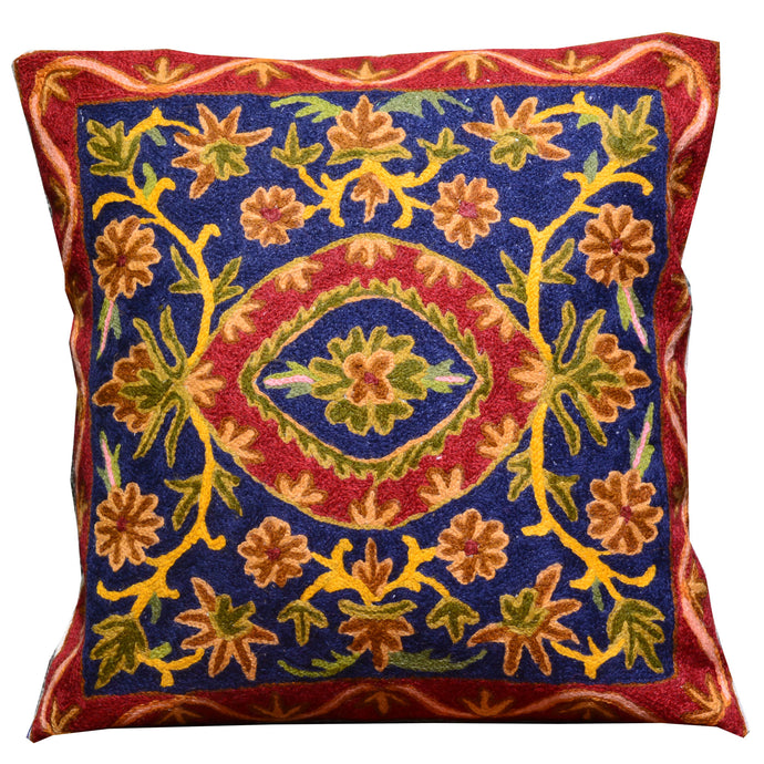 16 x 16 Traditional Floral Design Handmade Wool Pillow Cover Cwpal-9400