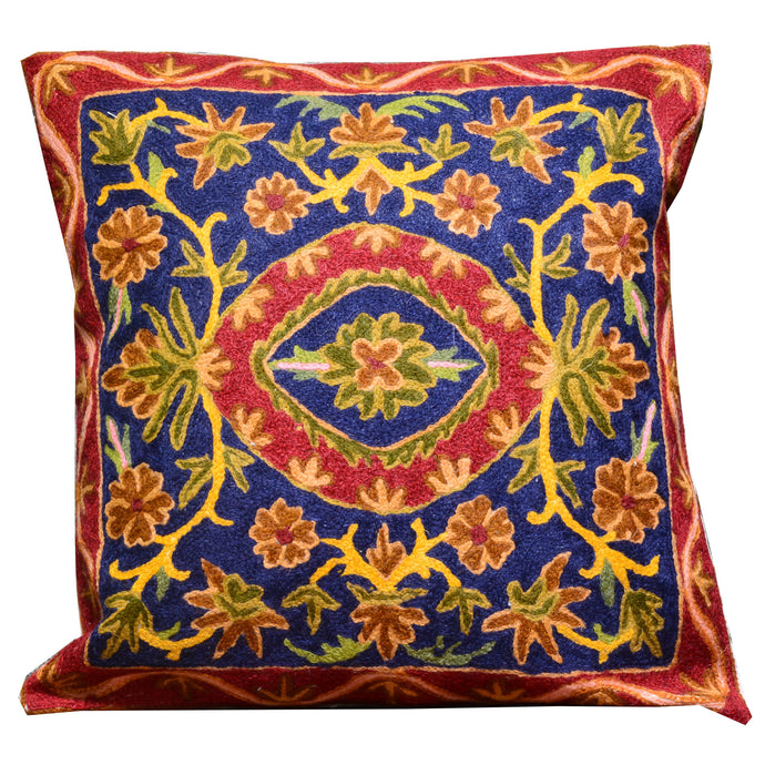 16 x 16 Traditional Floral Design Handmade Wool Pillow Cover Cwpal-9600