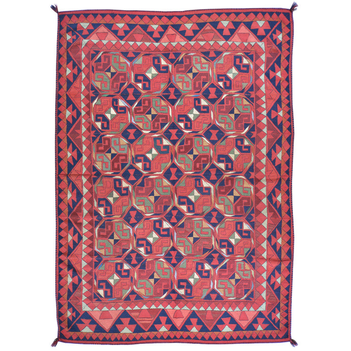 Hand-Woven Afghan Tent Band Suzani  Handmade Textile/Rug (Size 5.9 X 8.2) Cwral-3786
