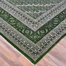 Load image into Gallery viewer, Hand-Knotted Oriental Traditional Wool & Silk Green Handmade Rug (Size 9.1 X 11.10) Brral-5445