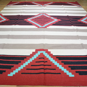 Hand-Woven Reversible Southwestern Design Kilim Handmade Wool Rug (Size 9.9 X 13.10) Cwral-10089