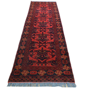 Hand-Knotted Traditional Afghan Tribal Turkoman Wool Oriental Rug (Size 2.6 X 9.9) Cwral-10107