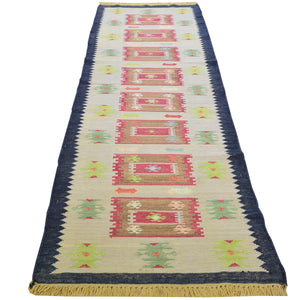 Hand-Woven Reversible Oriental Kilim Handmade Jute Rug (Size 2.7 X 8.8) Cwral-10140