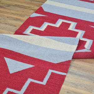 Hand-Woven Reversible Southwestern Design Handmade Wool Kilim (Size 2.7 X 9.10) Cwral-10368