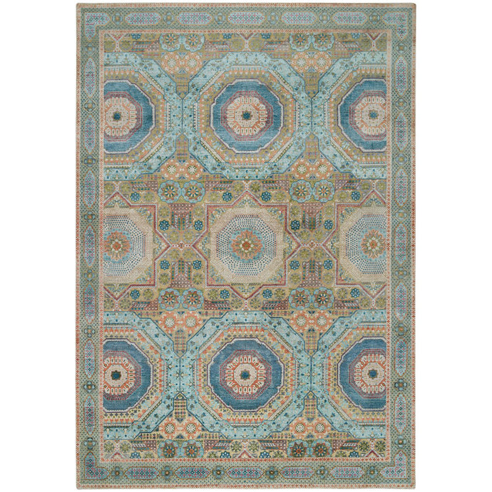 Hand-Knotted Traditional Mumluk Design Wool & Silk Oriental Rug (Size 9.9 X 14.0) Cwral-10386