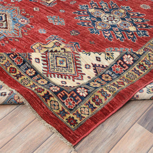 Hand-Knotted Caucasian Kazak Design Wool Oriental Handmade Rug (Size 12.1 X 16.0) Cwral-10398
