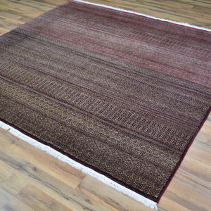Hand-Knotted Contemporary Strip Gabbeh Wool Handmade Rug (Size 6.1 X 6.0) Cwral-10470