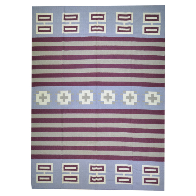 Hand-Woven Reversible Southwestern Design Handmade Wool Kilim (Size 8.10 X 12.3) Cwral-10497