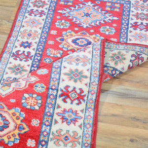 Hand-Knotted Kazak Tribal Design 100% Wool Handmade Rug (Size 2.1 X 5.5) Cwral-10626