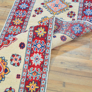 Hand-Knotted Kazak Tribal Design 100% Wool Handmade Rug (Size 2.0 X 5.9) Cwral-10629