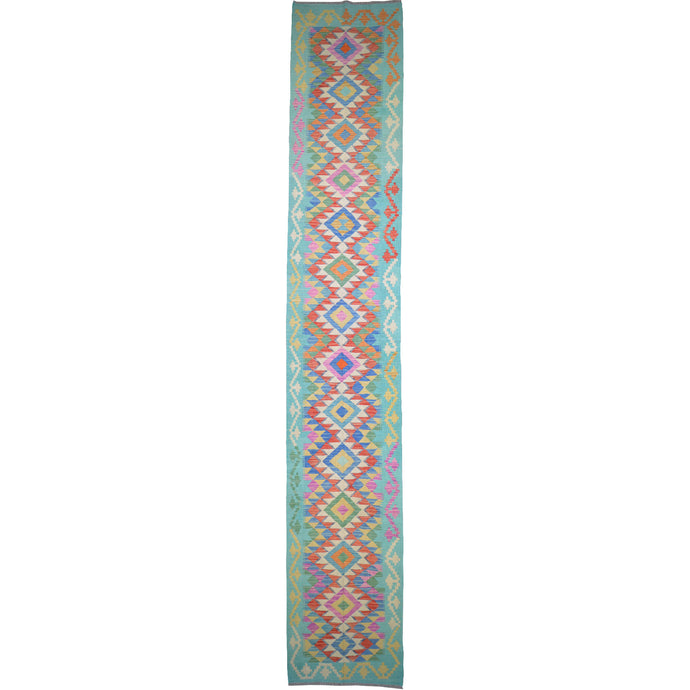 Hand-Woven Reversible Momana Kilim Handmade Wool Rug (Size 2.10 X 16.3) Cwral-10632
