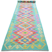 Load image into Gallery viewer, Hand-Woven Reversible Momana Kilim Handmade Wool Rug (Size 2.10 X 16.3) Cwral-10632
