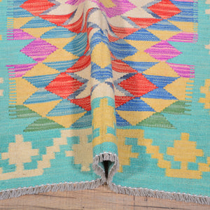Hand-Woven Reversible Momana Kilim Handmade Wool Rug (Size 2.10 X 16.3) Cwral-10632