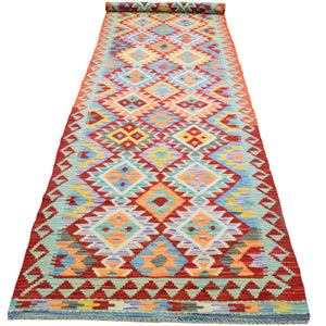 Hand-Woven Reversible Momana Kilim Handmade Wool Rug (Size 2.10 X 13.0) Cwral-10641