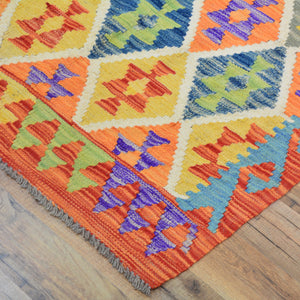 Hand-Woven Reversible Momana Kilim Handmade Wool Rug (Size 2.9 X 13.0) Cwral-10650