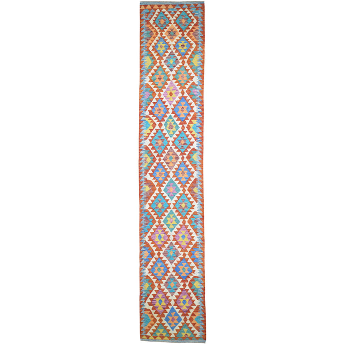 Hand-Woven Reversible Momana Kilim Handmade Wool Rug (Size 2.7 X 13.3) Cwral-10653