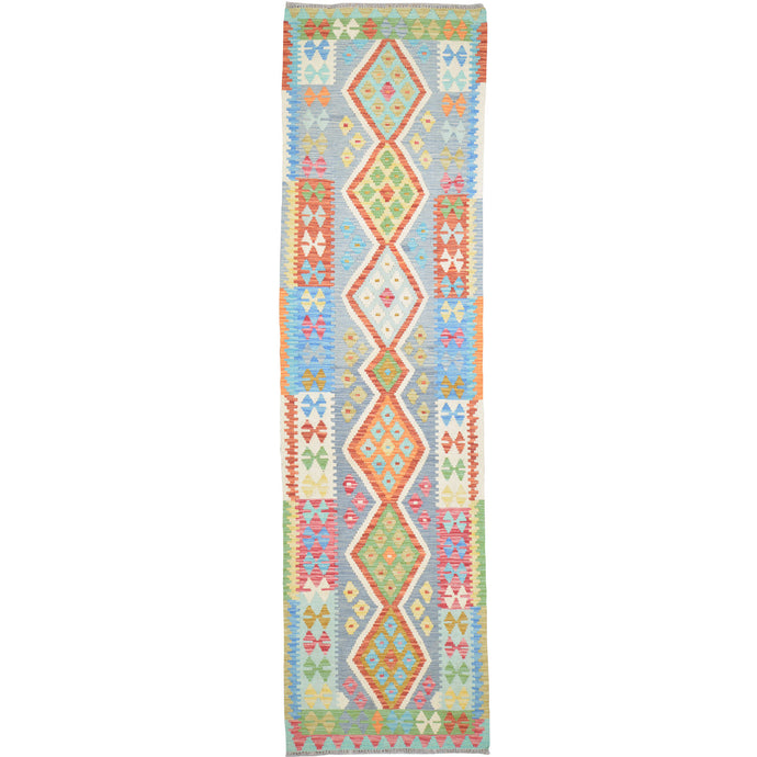 Hand-Woven Reversible Momana Kilim Handmade Wool Rug (Size 2.10 X 9.9) Cwral-10662