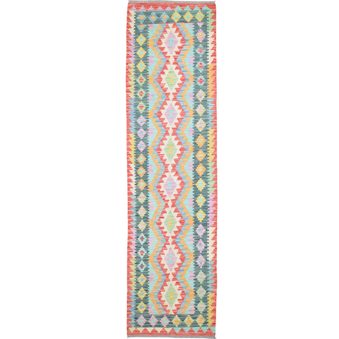 Hand-Woven Reversible Momana Kilim Handmade Wool Rug (Size 2.8 X 9.7) Cwral-10671