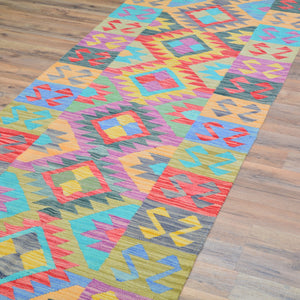 Hand-Woven Reversible Momana Kilim Handmade Wool Rug (Size 2.9 X 9.9) Cwral-10674