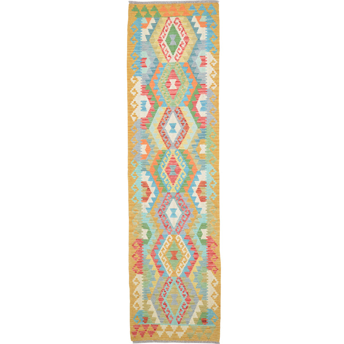 Hand-Woven Reversible Momana Kilim Handmade Wool Rug (Size 2.8 X 9.7) Cwral-10680