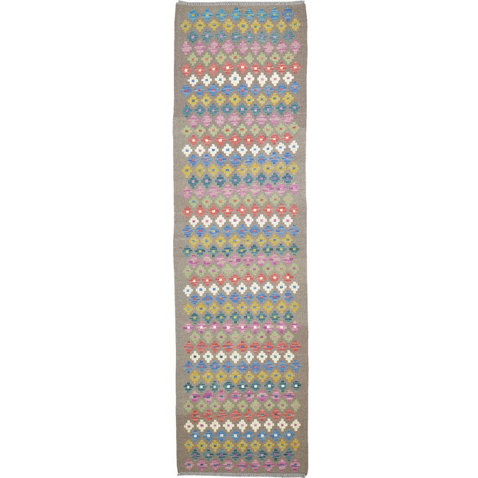 Hand-Woven Reversible Momana Kilim Handmade Wool Rug (Size 2.9 X 9.6) Cwral-10686