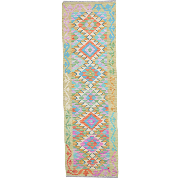 Hand-Woven Reversible Momana Kilim Handmade Wool Rug (Size 2.6 X 8.0) Cwral-10710