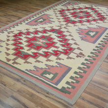 Load image into Gallery viewer, Hand-Woven Afghan Momana Reversible Kilim Wool Oriental Rug (Size 6.4 X 10.1) Cwral-10158