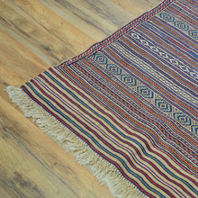 Load image into Gallery viewer, Hand-Woven Tribal Larghairi Sumak Striped Design Wool Rug (Size 6.1 X 9.3) Cwrsf-10161