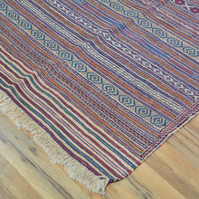 Load image into Gallery viewer, Hand-Woven Tribal Larghairi Sumak Striped Design Wool Rug (Size 6.1 X 9.3) Cwrsf-10161