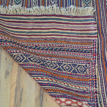 Load image into Gallery viewer, Hand-Woven Tribal Larghairi Sumak Striped Design Wool Rug (Size 6.1 X 9.3) Cwrsf-10161