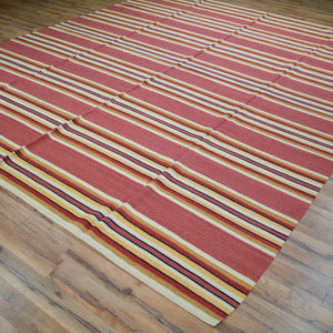 Hand-Woven Reversible Striped Design Kilim Wool Handmade Rug (Size 8.5 X 10.4) Cwral-10173