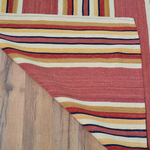 Hand-Woven Reversible Striped Design Kilim Wool Handmade Rug (Size 8.5 X 10.4) Cwral-10173