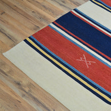 Load image into Gallery viewer, Hand-Woven Reversible Striped Design Kilim Wool Handmade Rug (Size 9.4 X 12.2) Cwral-10176