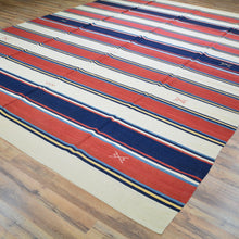 Load image into Gallery viewer, Hand-Woven Reversible Striped Design Kilim Wool Handmade Rug (Size 9.4 X 12.2) Cwral-10176