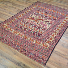 Load image into Gallery viewer, Hand-Woven Afghan Tribal Pictorial Sumak Wool Oriental Rug (Size 4.1 X 5.10) Cwral-10227