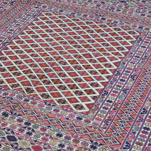Hand-Woven Fine Afghan Tribal Sumak 100% Wool Oriental Rug (Size 4.1 X 6.6) Cwral-10230