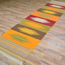 Load image into Gallery viewer, Hand-Woven Modern Sunset Design Reversible Oriental Kilim Rug (Size 2.7 X 10.4) Cwral-10242