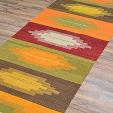 Load image into Gallery viewer, Hand-Woven Modern Sunset Design Reversible Oriental Kilim Rug (Size 2.7 X 10.4) Cwral-10242