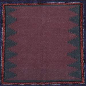 Hand-Woven Afghan Tribal Kilim Oriental Handmade Sumak Wool Rug (Size 4.6 X 4.7) Cwral-10260