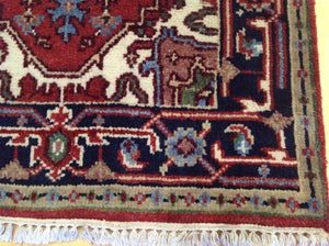 Fine Oriental Hand-Knotted Serapi Heriz Design 100-Percent Wool Runner-Rug 