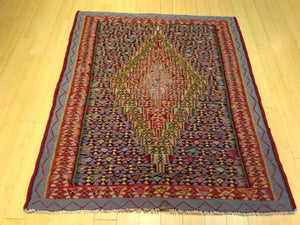 Beautiful Interior-Decorator Pretty Handwoven Persian Sanna Reversible Kilim Handmade Real Wool Rug