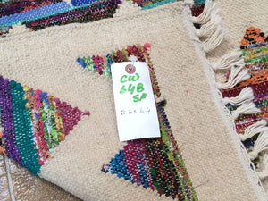 Oriental Hand-Woven Modern Sari Silk Handmade Kilim Runner-Rug 