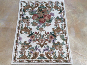 Fine India Chainstitch Stitch Handmade Lovely Handwoven Real Wool Amazing Unique Rug