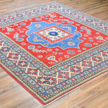 Load image into Gallery viewer, Hand-Knotted Square Kazak Caucasian Design Wool Rug (Size 6.3 X 6.7) Brral-3180