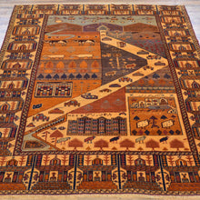 Load image into Gallery viewer, Hand-Knotted Afghan Tribal Pictorial Handmade Wool Rug (Size 4.8 X 6.0) Brral-6510