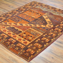 Load image into Gallery viewer, Hand-Knotted Afghan Tribal Pictorial Handmade Wool Rug (Size 4.8 X 6.0) Brral-6510