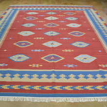 Load image into Gallery viewer, Hand-Woven Reversible Kilim Dhurrie Geometric Design Wool Rug (Size 8.2 X 10.0) Brral-2127