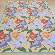 Load image into Gallery viewer, Chain-Stitched Kashmir Butterfly Handmade Wool Rug (Size 4.0 X 6.0) Brrsf-921